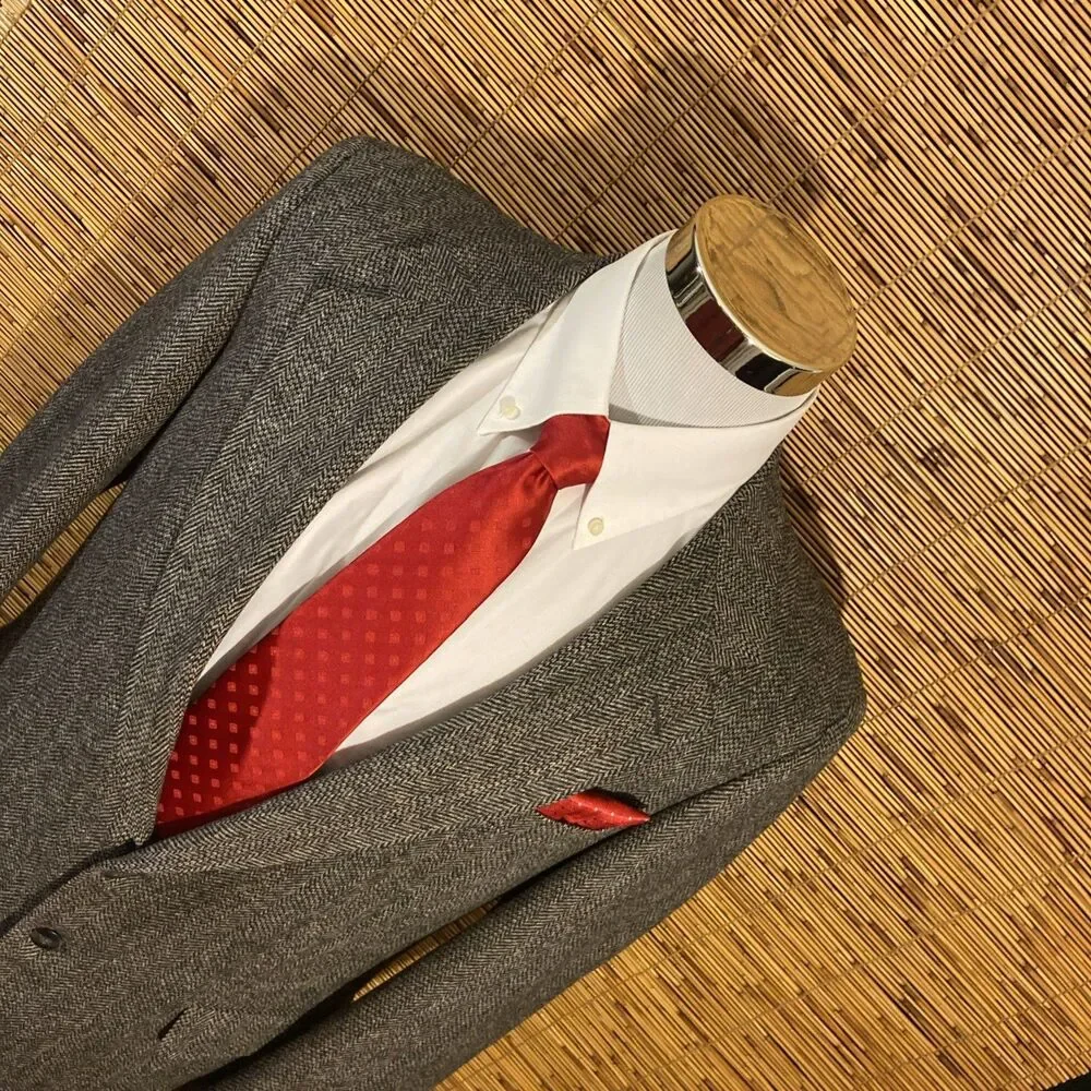 Classic Tweed Wool Herringbone Blazer Gray Men’s Size 40 Sport Coat Jacket